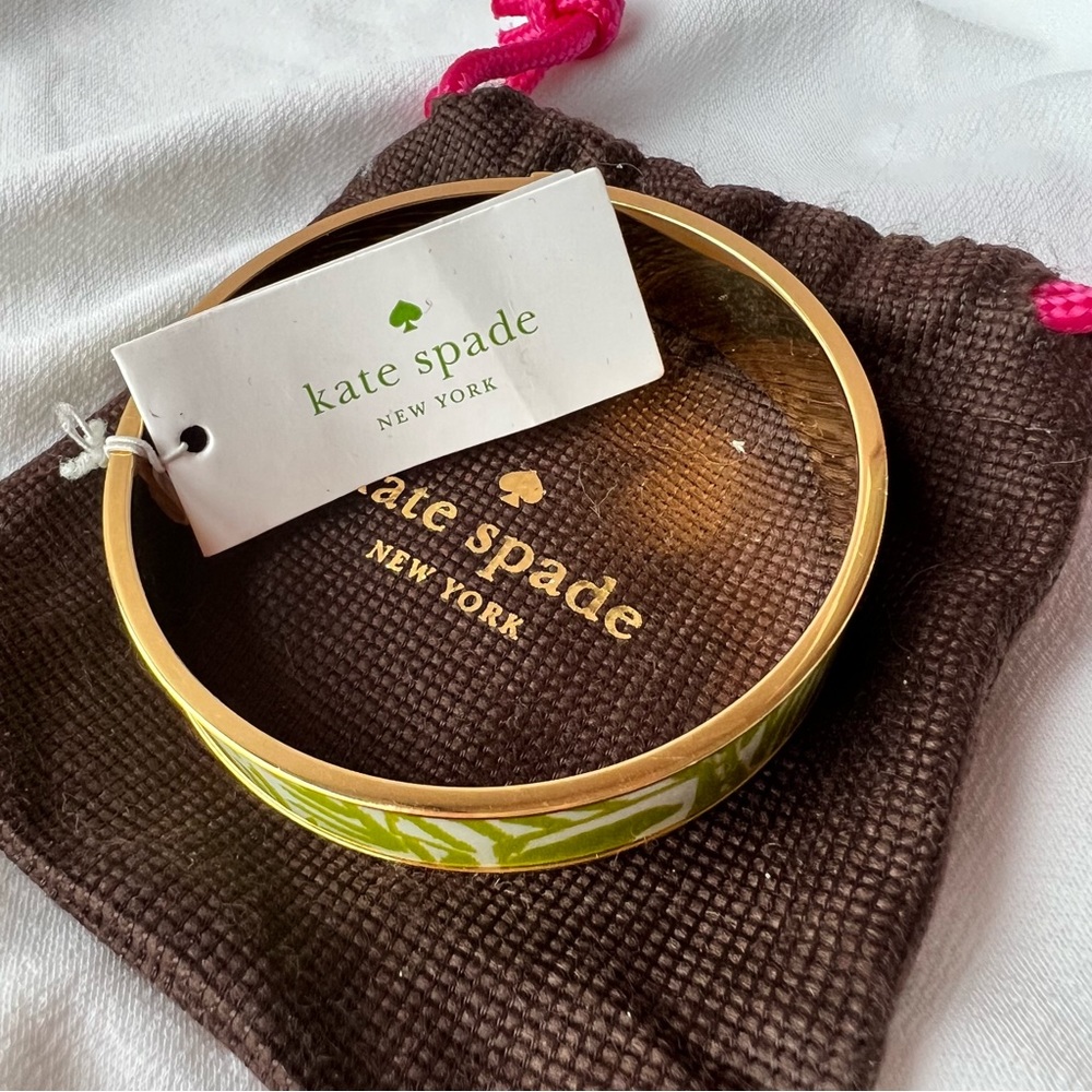 Kate Spade green & white gold-tone bangle bracelet BNWT - Picture 14 of 16